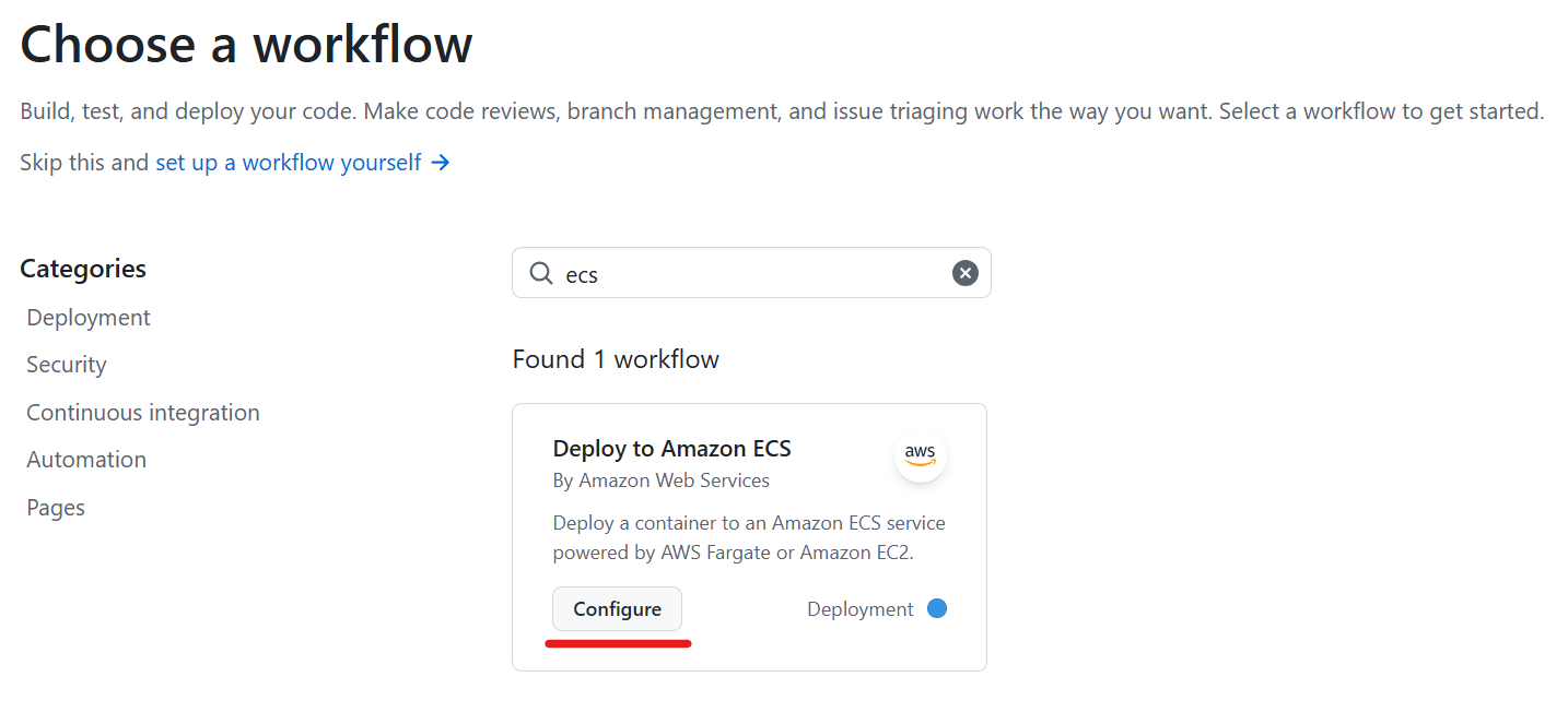 Choose a workflow screen