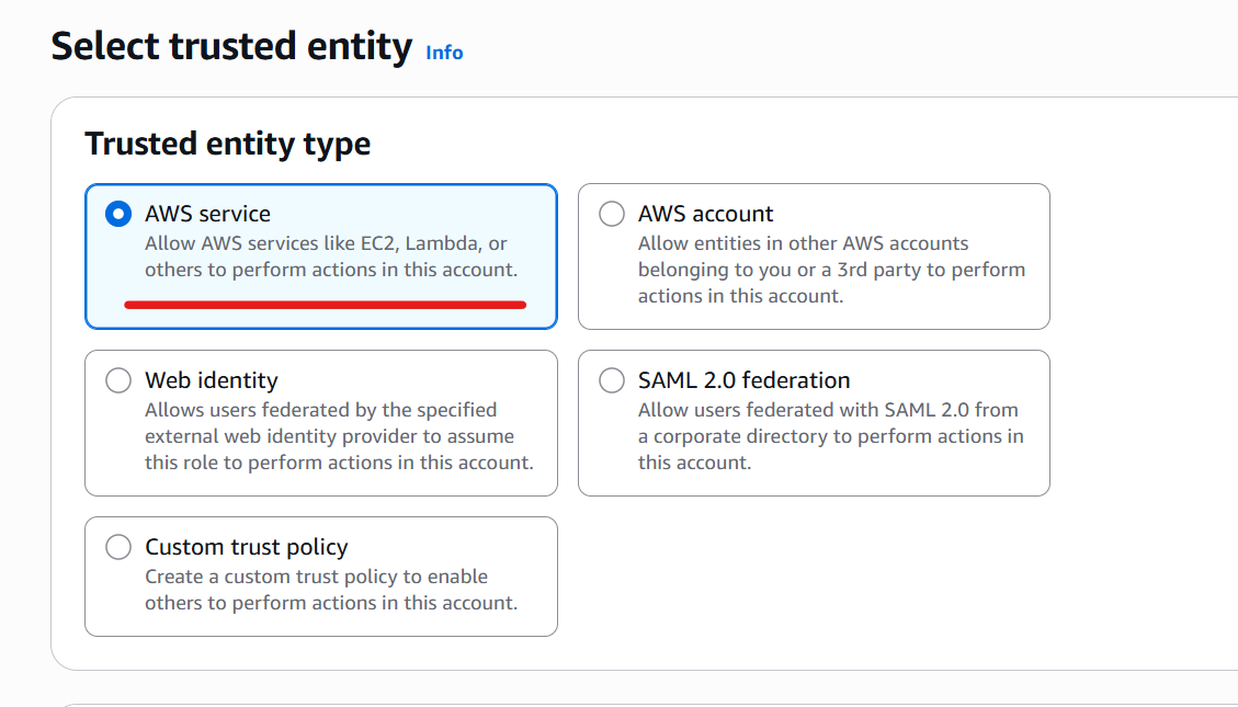 Select trusted entity screen1