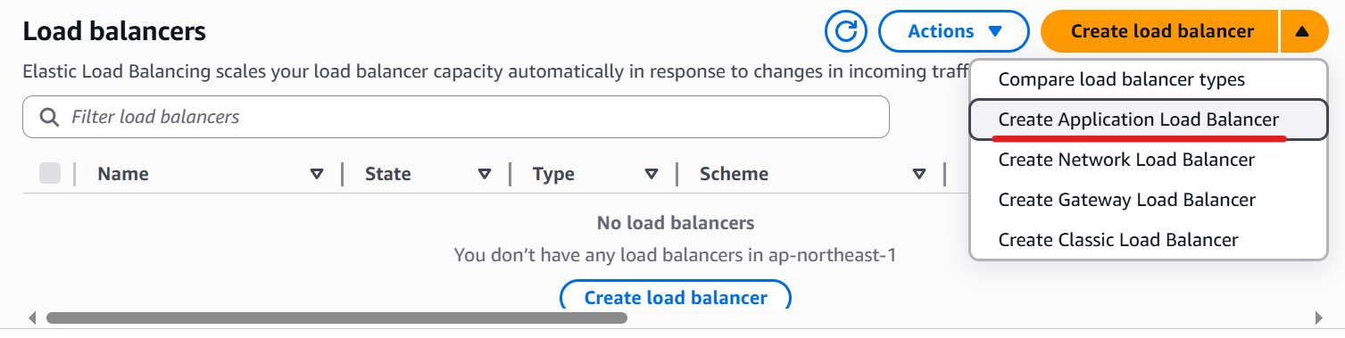 Load balancers on AWS Management Console