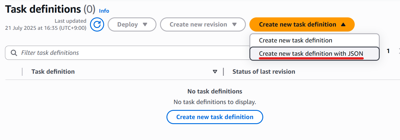 Task definitions