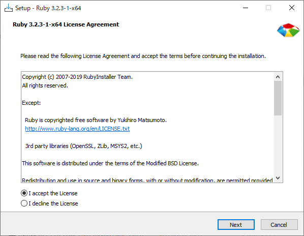 License Agreement Screen